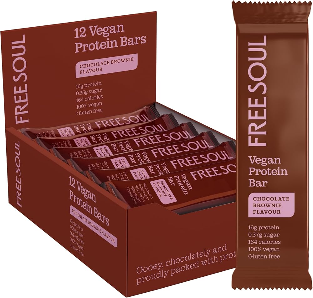 Free Soul Vegan Protein Bars 12x50g Plant Based Chocolate Protein Bars