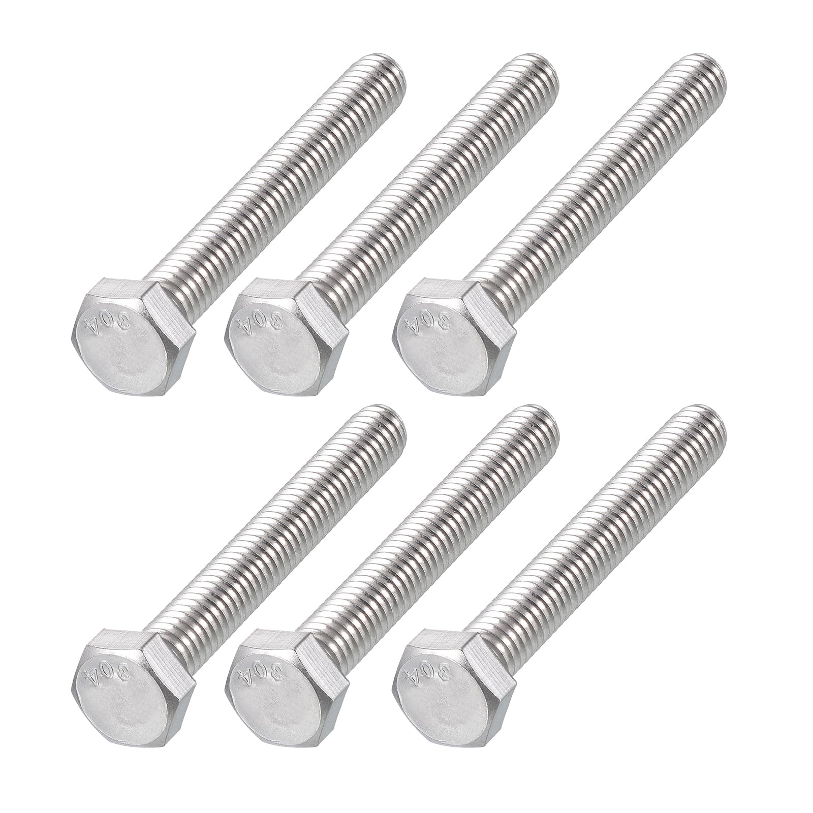 METALLIXITY Hex Head Bolts (5/16-18 x 2-1/2") 6Pcs, 304 Stainless Steel 18-8, Fully Threaded, External Hex Drive, Plain Finish, Hex Head Screw Bolt, Silver — image 1