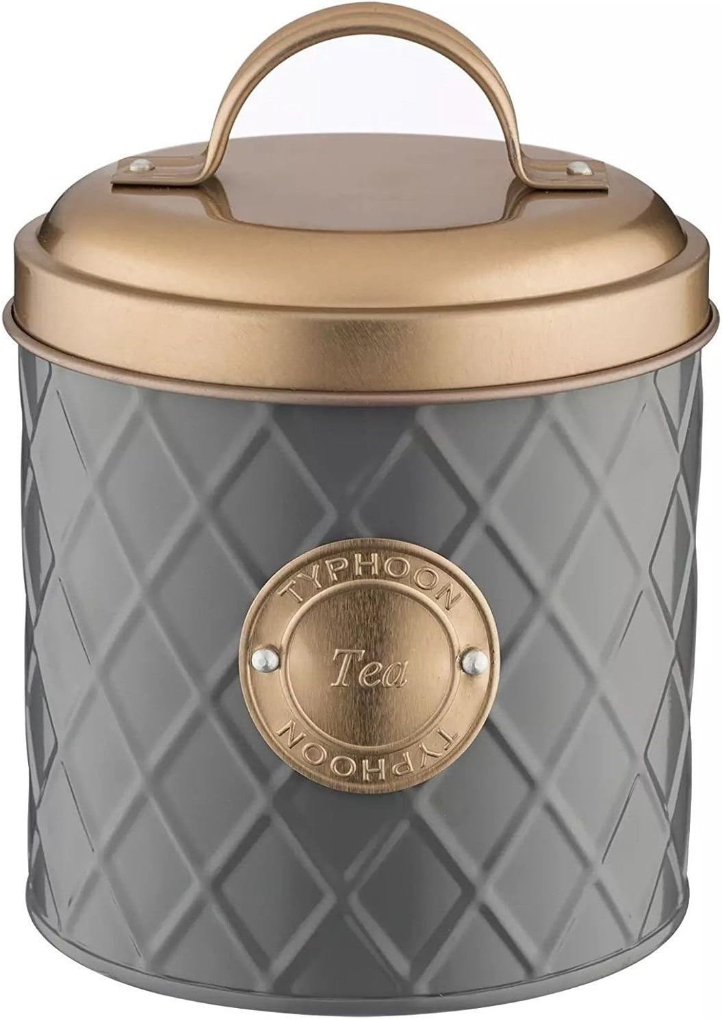 Typhoon Modern Grey Stainless Steel Tea Canister With Lid - Nostalgic Charm, Beautifully Classic, This Antique Grey Steel Tea Is Perfect For Keeping Your Tea Fresher For Longer