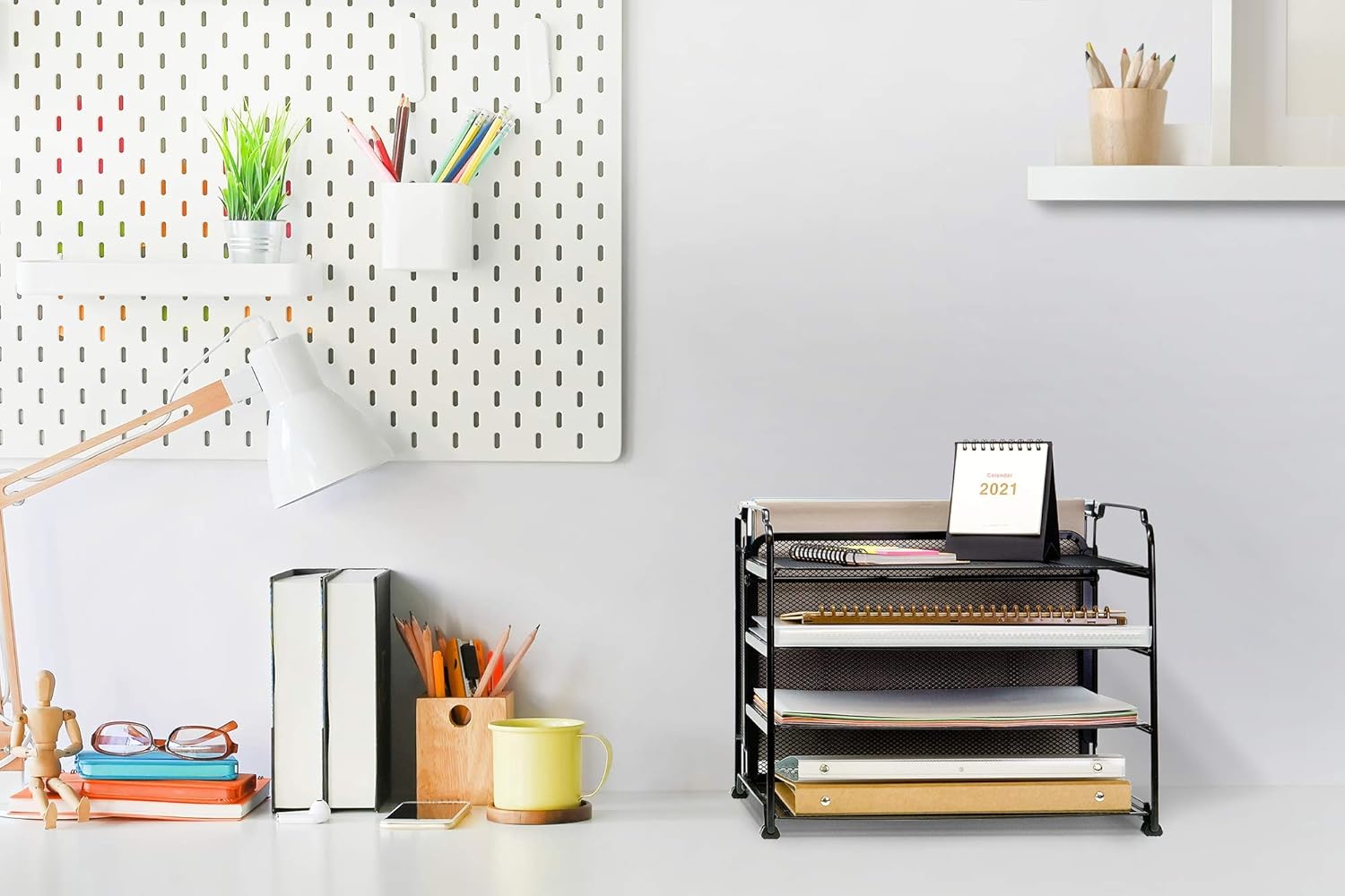 CAXXA 4 Tier Mesh Document Trays with Vertical Upright Section for Hanging File Holders, Mesh Office Supplies Desk Organizer, BLACK: Home Improvement