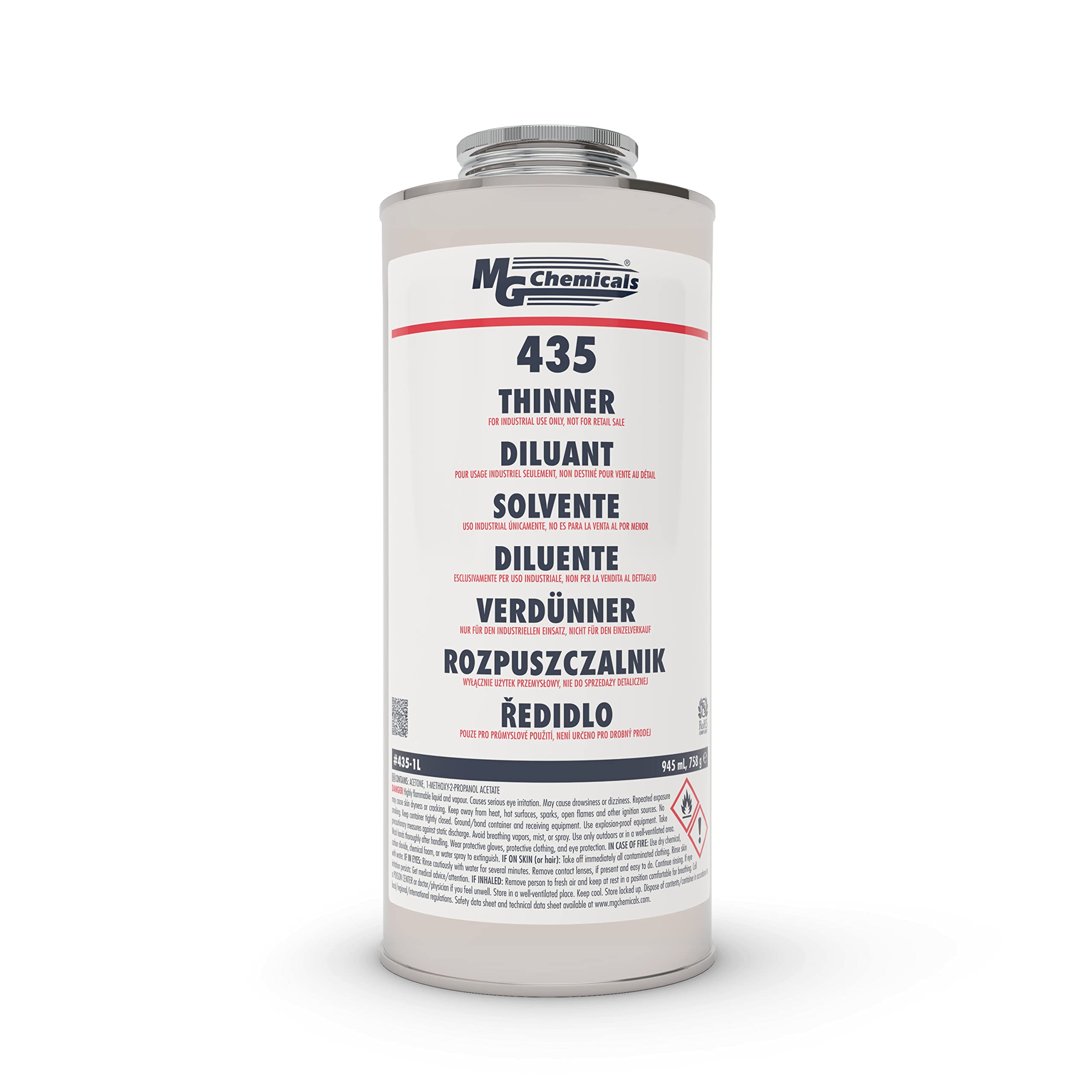 MG Chemicals Thinner Cleaner Solvent Liquid, 945mL Liquid Metal Can