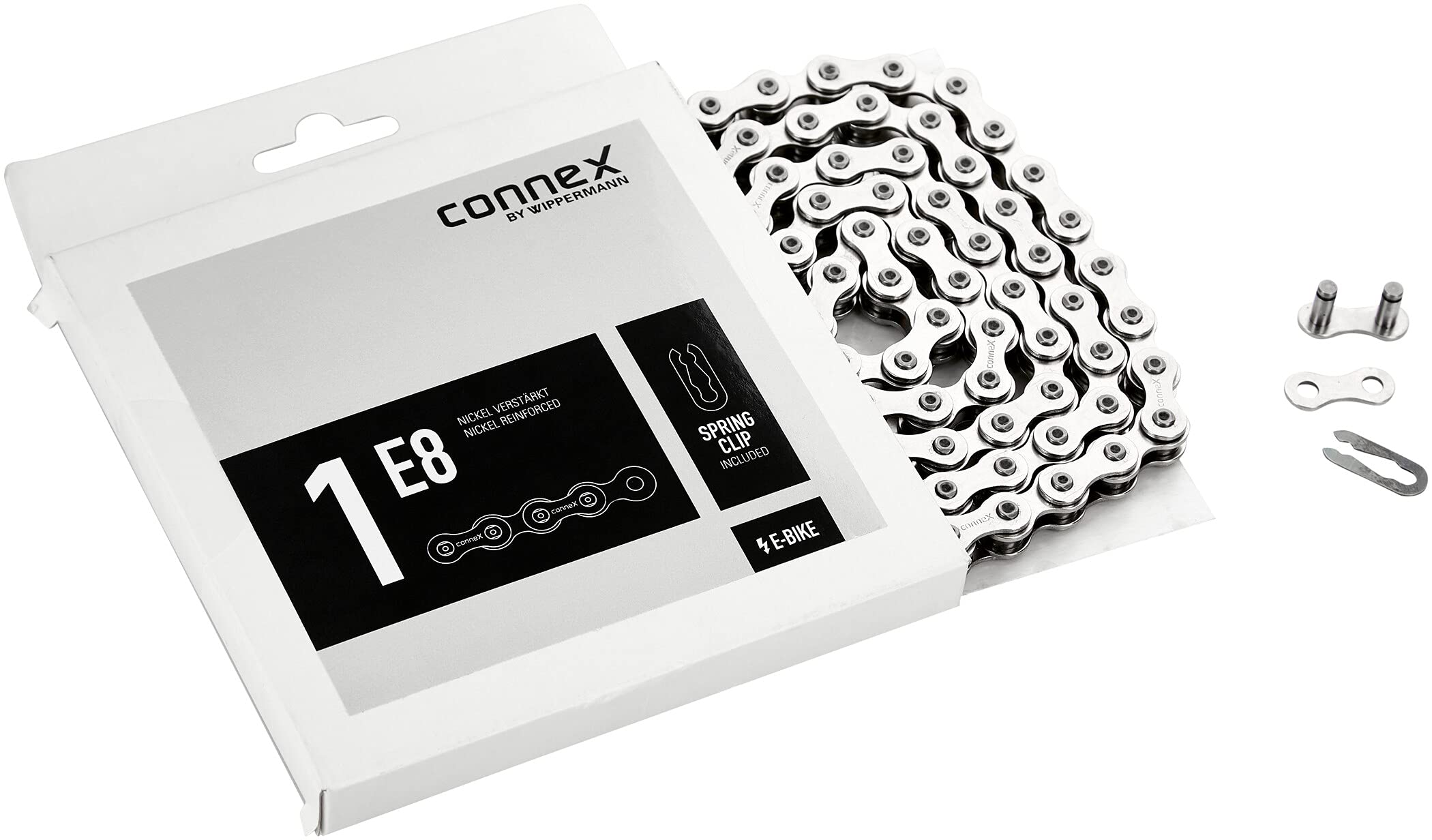 Connex E-Bike 1E8 Reinforced Design Width Hub Gear Chain 132 Links Chains, Silver, Regular