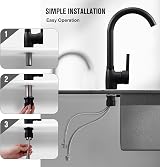 Hapilife Matt Black Kitchen Tap Single Lever 360 Swivel Spout UK Fittings view 9