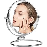 AumVum Travel Makeup Mirror, 6" Portable Folding Double-Sided Vanity Mirror, 10X Magnification, Handheld & Wall Hanging, Magnifying Shaving Mirror for Bathroom and Desktop Use, No Light
