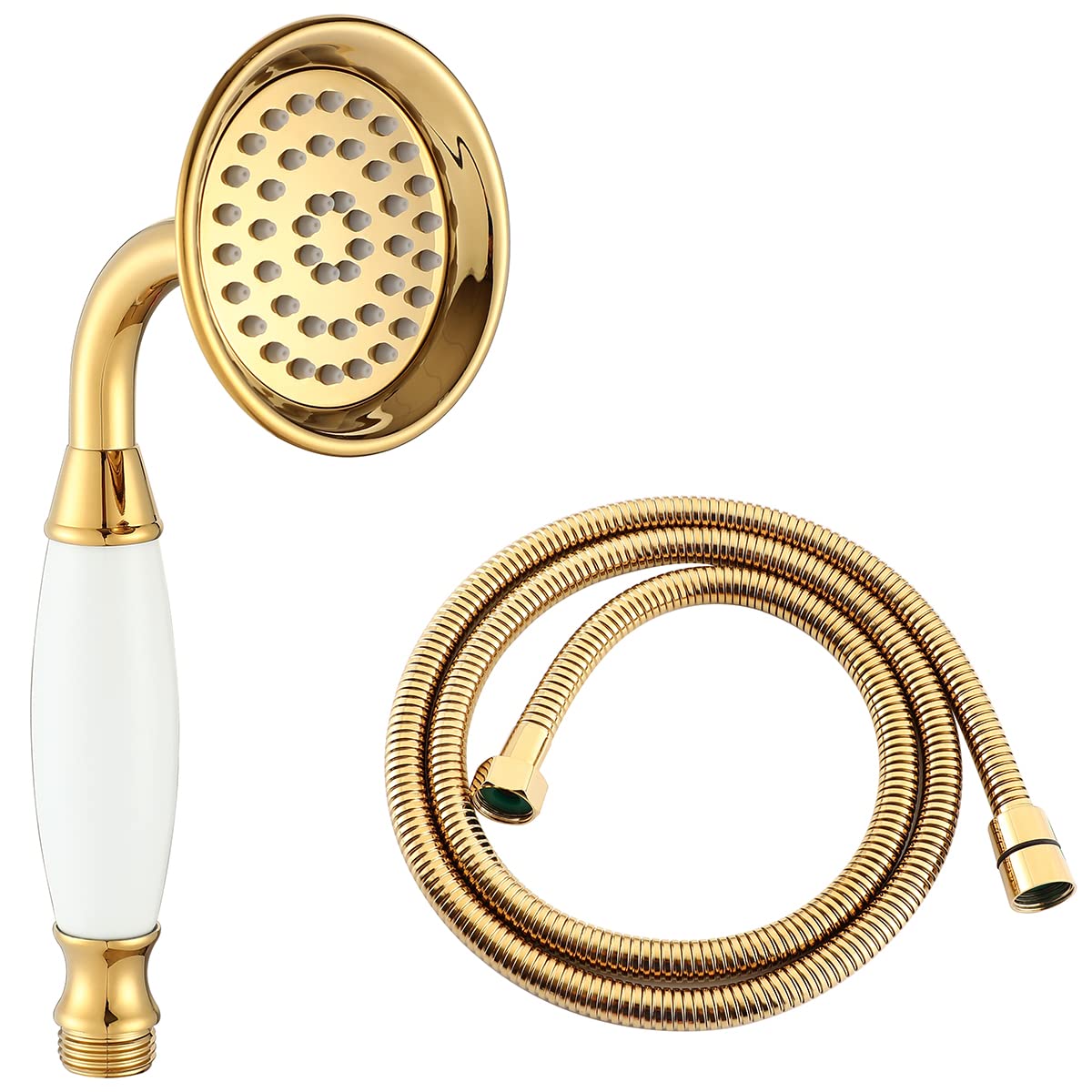 Ownace Big Size 3.3 Inch Traditional Brass Ceramics Telephone Hand Held Shower Head Victorian Shower Head with 1.5M Hose for Bathroom Taps