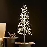 LITBLOOM Lighted Silver Starburst Tree 368 Heavy Duty LED Lights, Twig Tree with Lights 4FT for Home Fireplace Living Room Christmas Decoration Indoor Outdoor