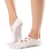 toesox Women&rsquo;s Elle Full Toe Grip Socks - Non-Slip Pilates, Barre &amp; Yoga with Grips, Ballet Five Toe Socks