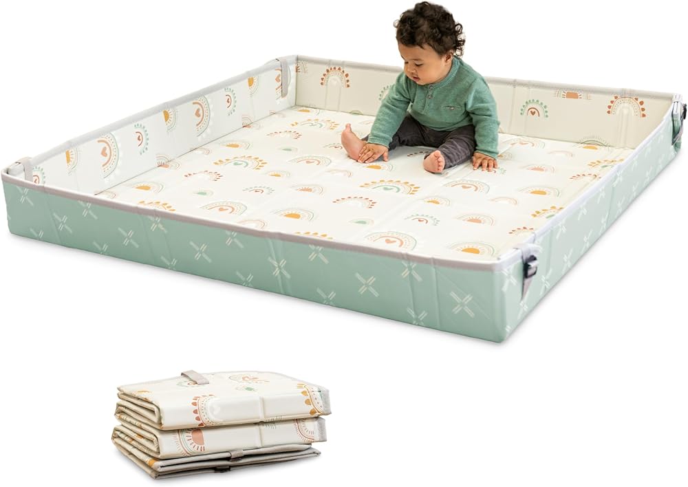 Infantino Foldable Soft Foam Play Mat Rainbow Baby Tummy Time Floor Mat