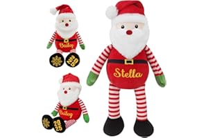 Custom Christmas Plush Santa Stuffed Animal, 17.72" Personalized Santa Claus Doll Toy with Name Date Message, Handmade Xmas G