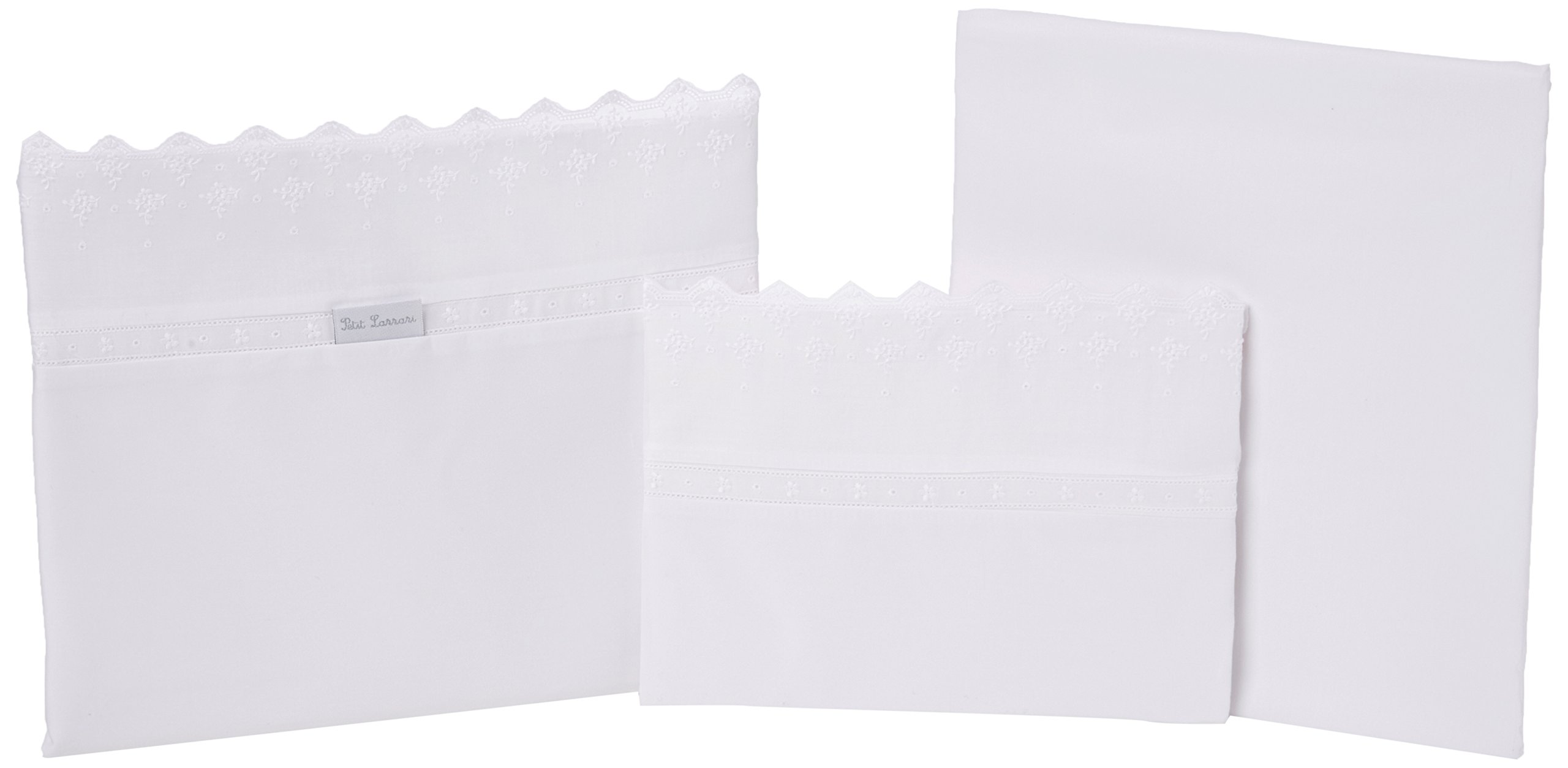Petit Lazzari Eider – Set of 3 Sheets for minicunas, 50 x 80 cm, White