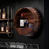 Whiskey Barrel Decor, Bourbon Whiskey Barrel Shelf, Wall Mount Wine Rack | Rustic Wine Rack Wood, Vintage Wine Bar and Home D&eacute;cor, Gift for Bourbon or Handmade Beer Lovers