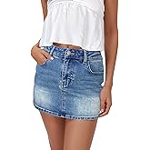 VAYEAH Womens Denim Skort with Built-in Shorts - Low Rise Stretchy Mini Skirt, Casual Y2k Style A Line Jean Skirts for Women