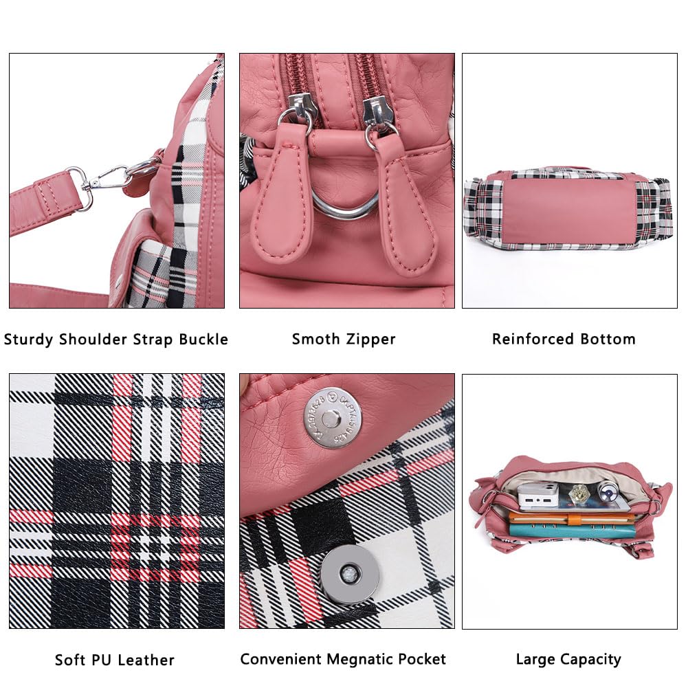 Angel Kiss Purses for Women, Large Shoulder Bag Hobo Tote Purse Mutipocket Faux Leather Satchel Hobo Purse