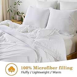 Andency White Comforter Set Queen, 3 Pieces Boho