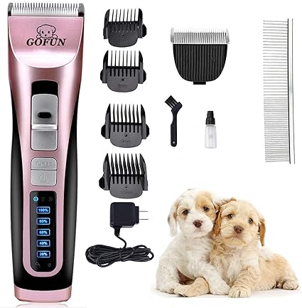 Gofun 3 Vitesses Tondeuse Chien Chat Kit Tondeuse Animaux Electrique Sans Fil Rechargeable Rasoir Toilettage Clippers Animaux Professionnelles Pour