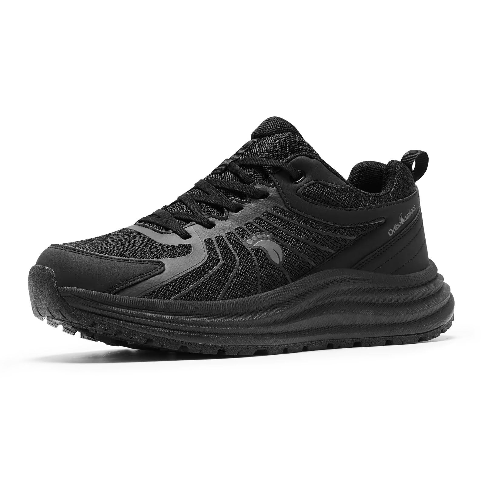 Photo 1 of Men's Orthopedic Waterproof Running Shoes: Comfort Arch Support Heel Spur Foot Pain Relief Arthritis Plantar Fasciitis Tennis Shoes, Travel Cushion Sole Driving Running Trail Sneakers Black Size 14