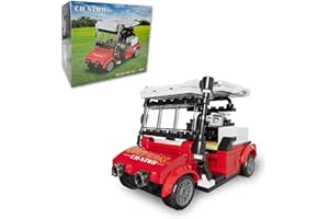 CH NTWH Golf Cart Toy Building Block Set for Adults Compatiable with Lego Golf Toys - Golf Gift, Golf Party Decorations, Golf Desk Toy Decor, Complete with Acrylic Display Dust Cover (Red)