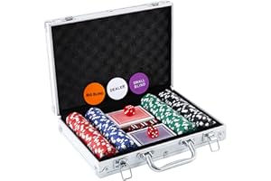 HOMWOM Poker Chip Set - 200PCS Poker Chips with Aluminum Case, 11.5 Gram Chips for Texas Holdem Blackjack