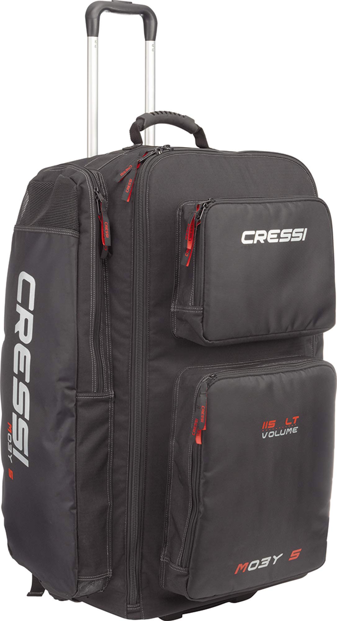 Cressi Moby 3 Trolley Bag - Convertible Trolley & Swim Bag - for Sporting Activities & Travel - Black/Red - 115 L - Moby 5