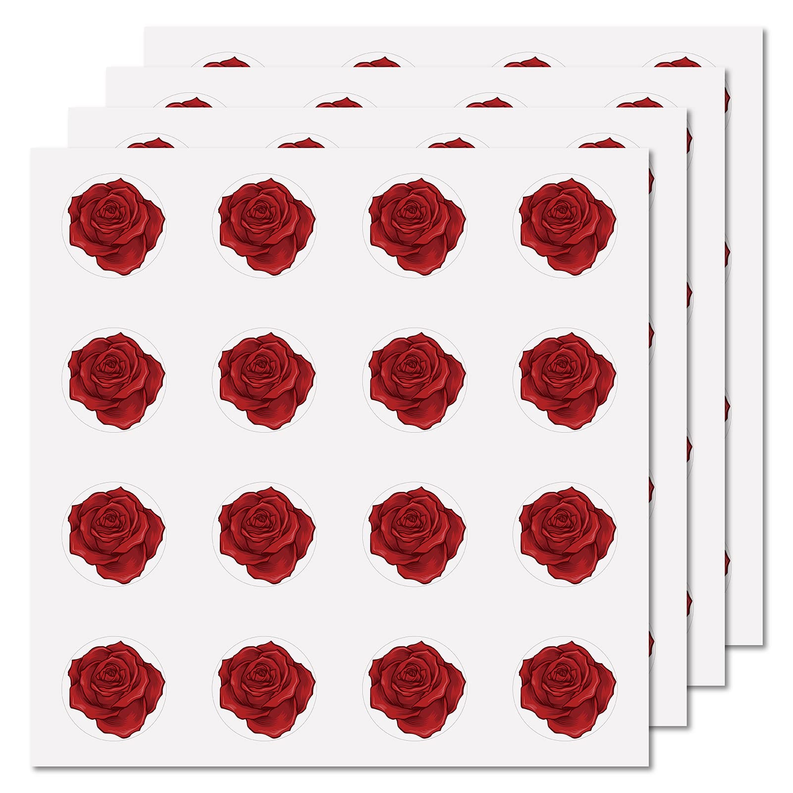 CREATCABIN 128Pcs Red Roses Stickers Flower Vinyl Decal Waterproof Planner Stickers for Water Bottle Laptop Phone Party Invitation Card Scrapbooking Envelope Craft DIY Decorations 1 Inch