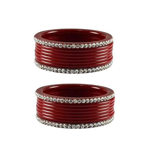 Enamel Bangle Set for Women (Red) (ban4345-2.16)