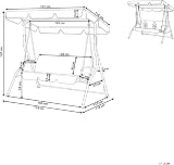 Beliani 3 Seater Outdoor Garden Swing with Canopy - Blue & White Cushions view 3