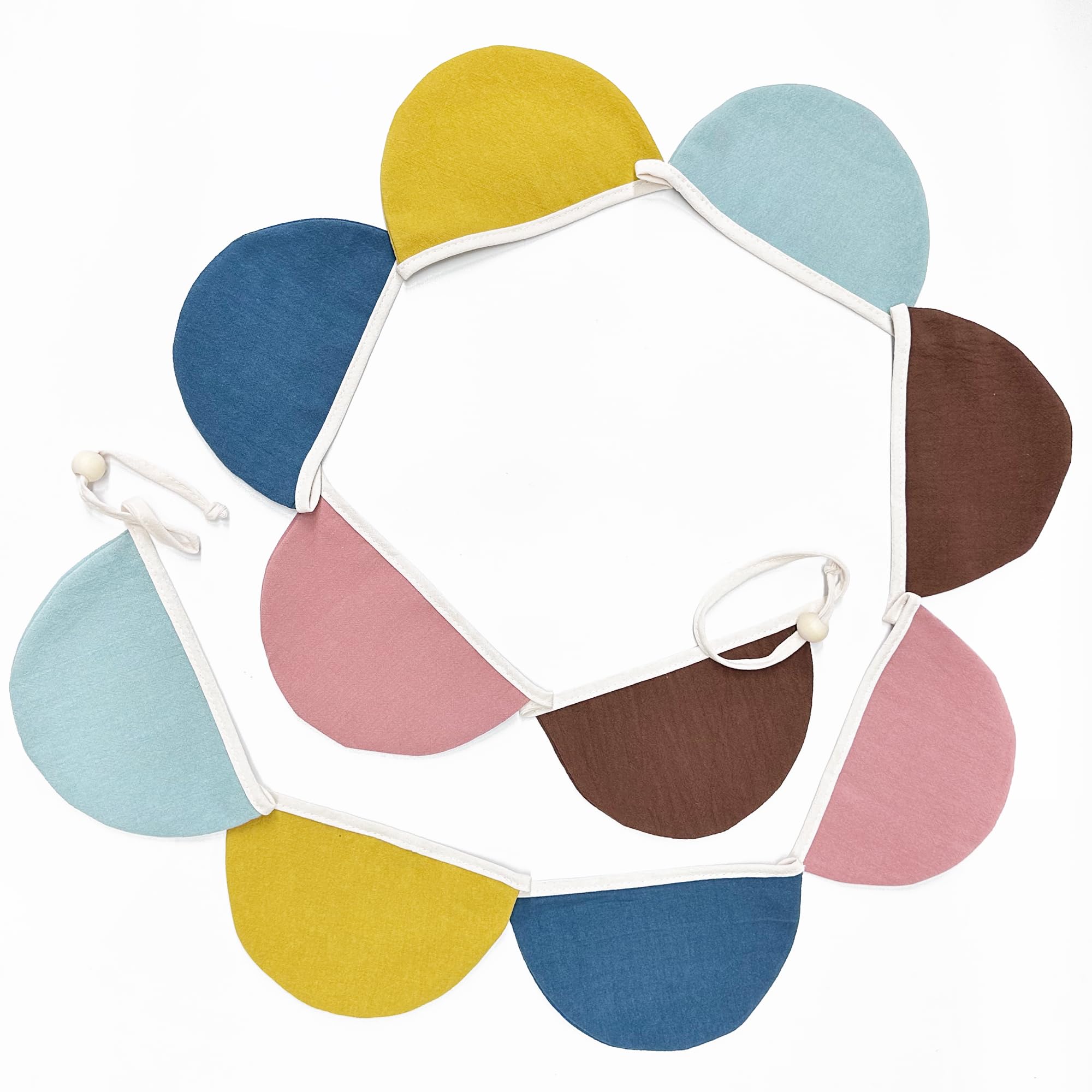 Photo 1 of 2 Sets of Boho Half Round Banner 20Pcs Nursery Garland Flags Retro Colored Fabric Linen Semicircle Streamers for Kids Birthday Baby Shower Classroom Baby Room Decor Boho Wedding Party Decorations