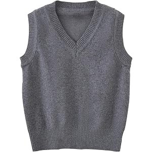Girls Boys Sweater Vest School Uniform V Neck Cotton Solid Vest Kids Back to School Sleeveless Pullover Knit Waistcoat