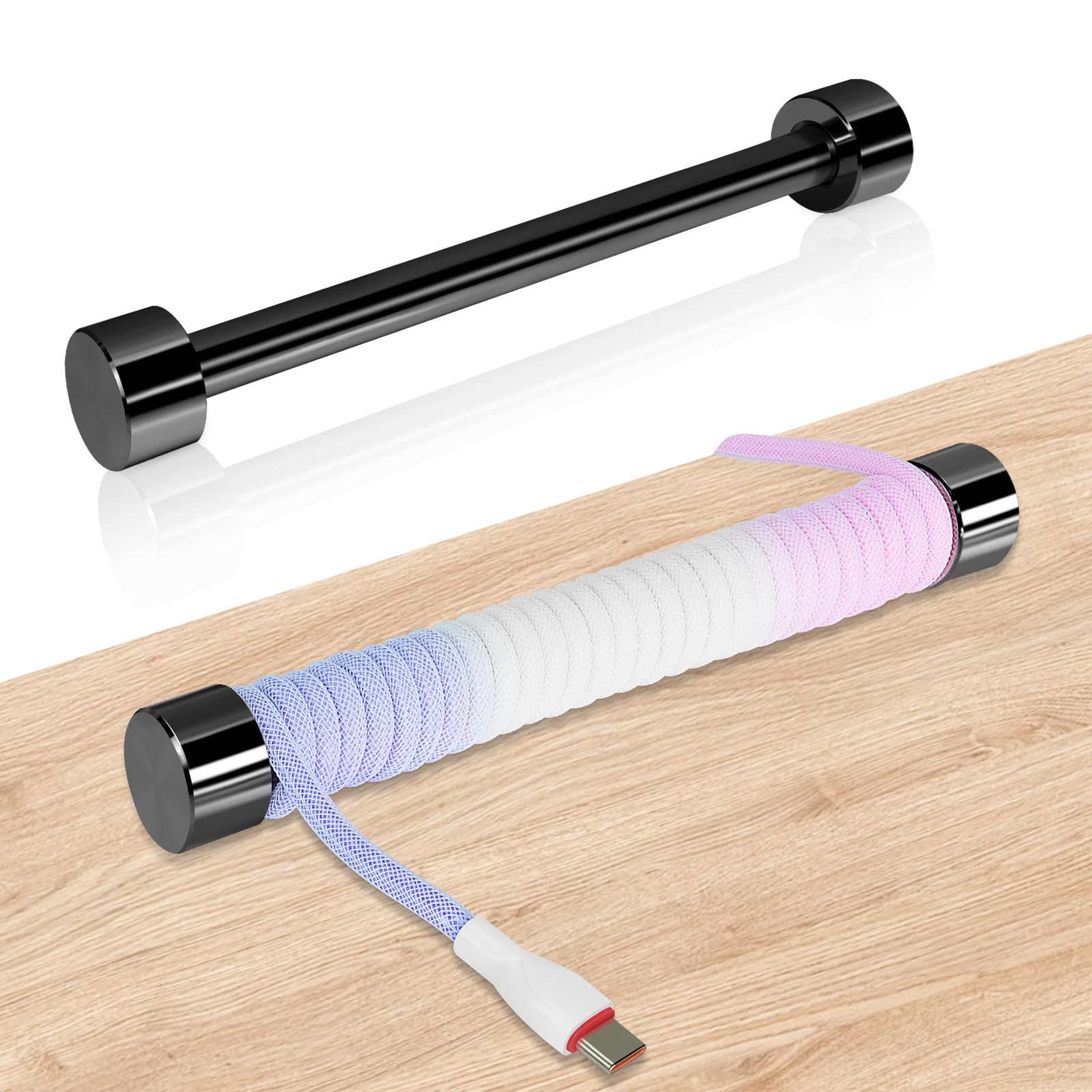 UCINNOVATE Custom Coiled Cable Winder, Rod Metal Bar Management with Multifunctional, Coiled Keyboard Cable Winder Use for DIY Decorate Custom Gaming Mechanical Keyboard USB Cable (Black)