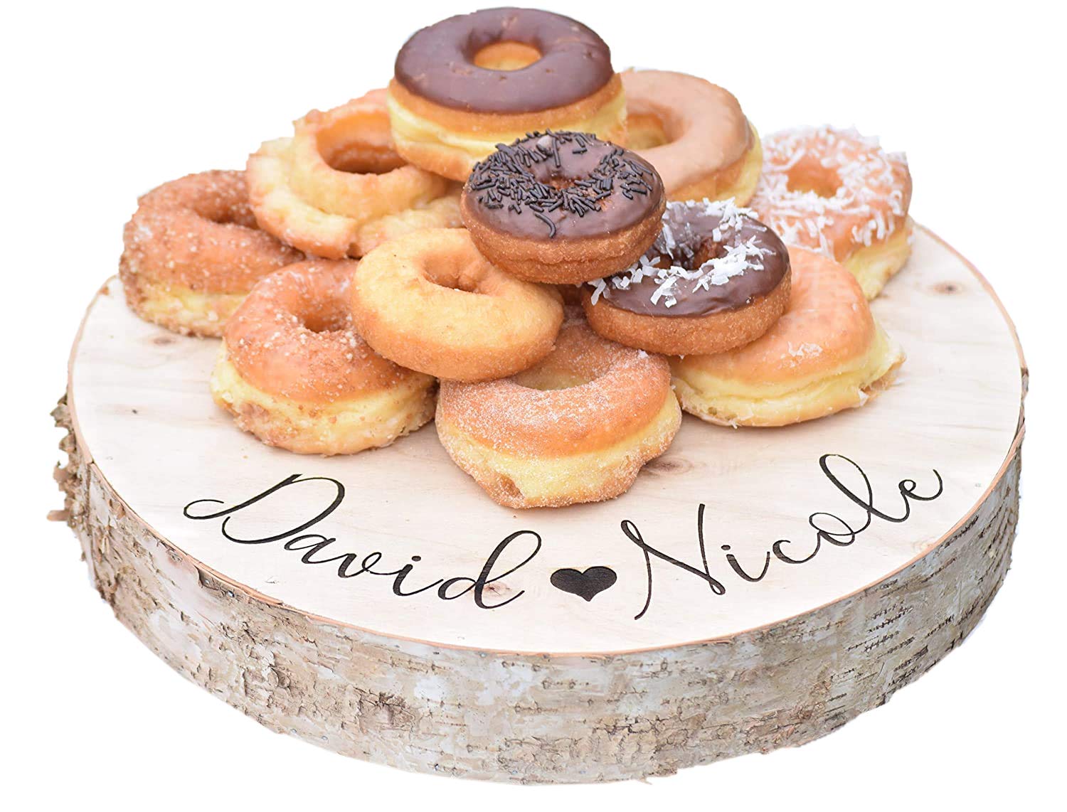 Amazon Com Raised Wedding Cake Stand Birch Cake Stand Birch Tree Slice Cake Stand Donut Holder Donut Stand Cake Platter Personalized Cake Stand Handmade