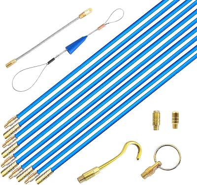 SETROVIC-UK Fiberglass Fish Tape Pull Kit 10x1M Rods Wire Running Cable Conduit