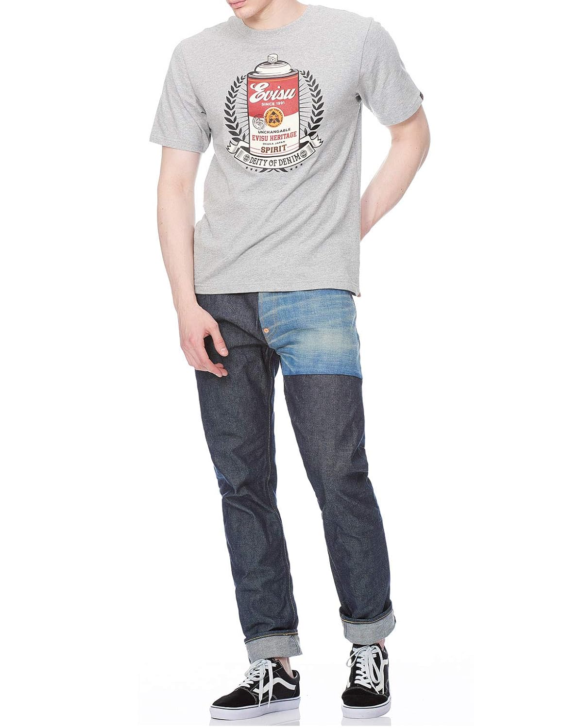 evisu carrot fit seagull reflective print selvedge