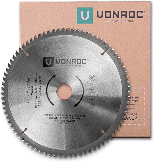 Vonroc Lame De Scie Universelle Pour Bois 254 Mm De Diametre 80 Dents Ms804aa Amazon Fr Bricolage