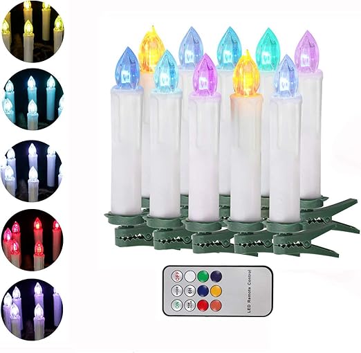 Amazon Com Micandle 10pcs Christmas Tree Led Taper Candles With Remote Control And Timer Can Control 110 Inch Distance Battery Operated Color Change Flickering Flameless Electric Candle Lights Home Kitchen