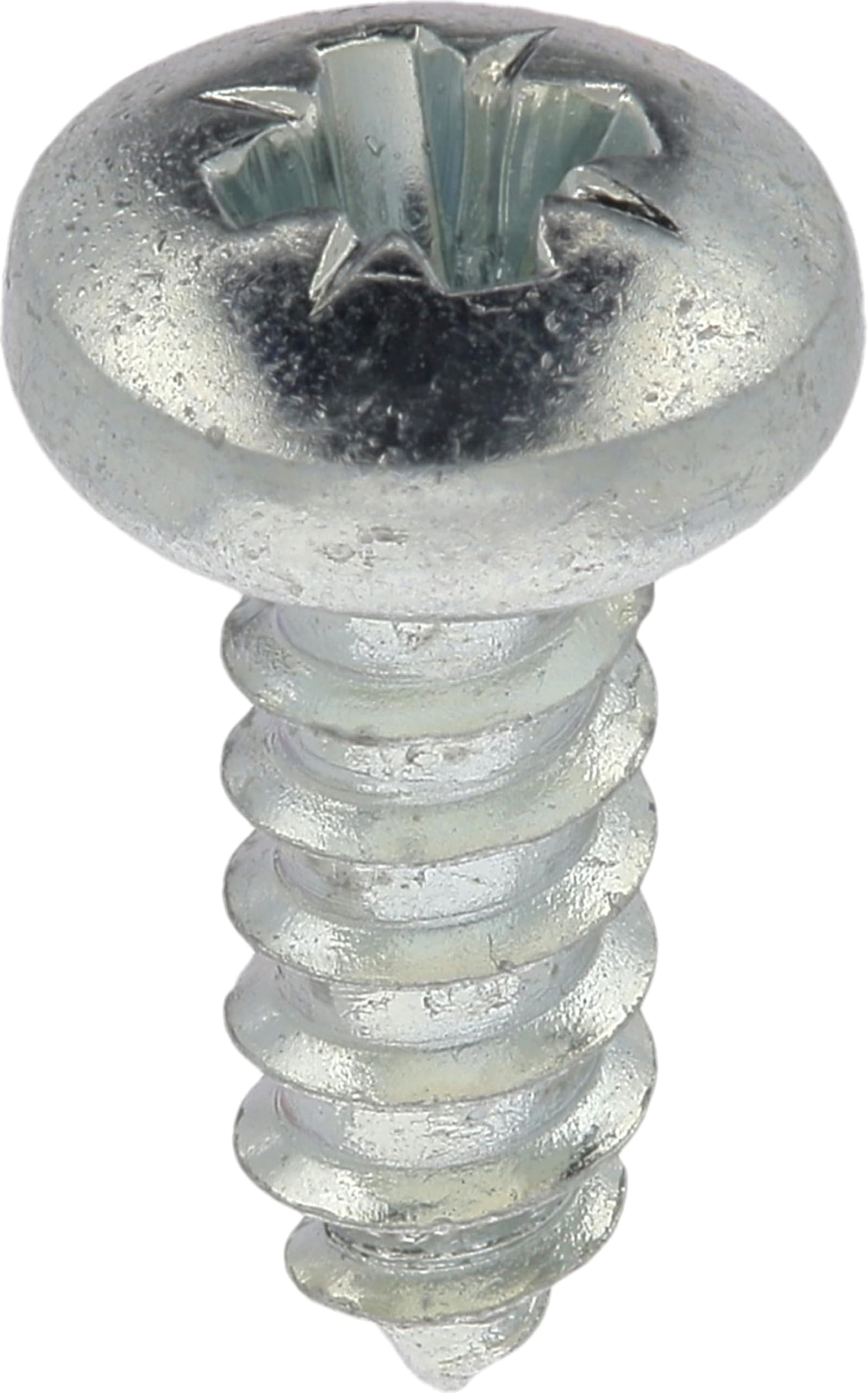 A4 Stainless Steel Pan Head Screw Pozidrive Cylindrical Domed 4.8 mm x 13 mm DIN 7981 White Zinc Pack of 40