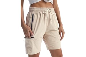 AURIVIZ Women's Hiking Cargo Shorts Travel Athletic Golf Quick Dry Lightweight Summer Shorts for Women with Zipper Pockets