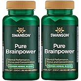 Swanson Pure Brainpower Brain Health Cognitive Memory Focus Support Brain-Derived Neurotrophic Factor (BDNF) Herbal Supplemen