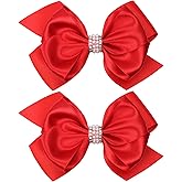 Zolyco Large Big 5 Inch Hair Bows for Girls Thick Ribbon Boutique Alligator Clips Hair Accessories for Baby Girls Toddlers Kids Teens 2 PCS (Red)