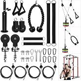 Topfinder LAT Pulldown Pulley System for Home Gym Cable Machine Pulley Attachment Set Power Cage Weight Lifting Workout Kit