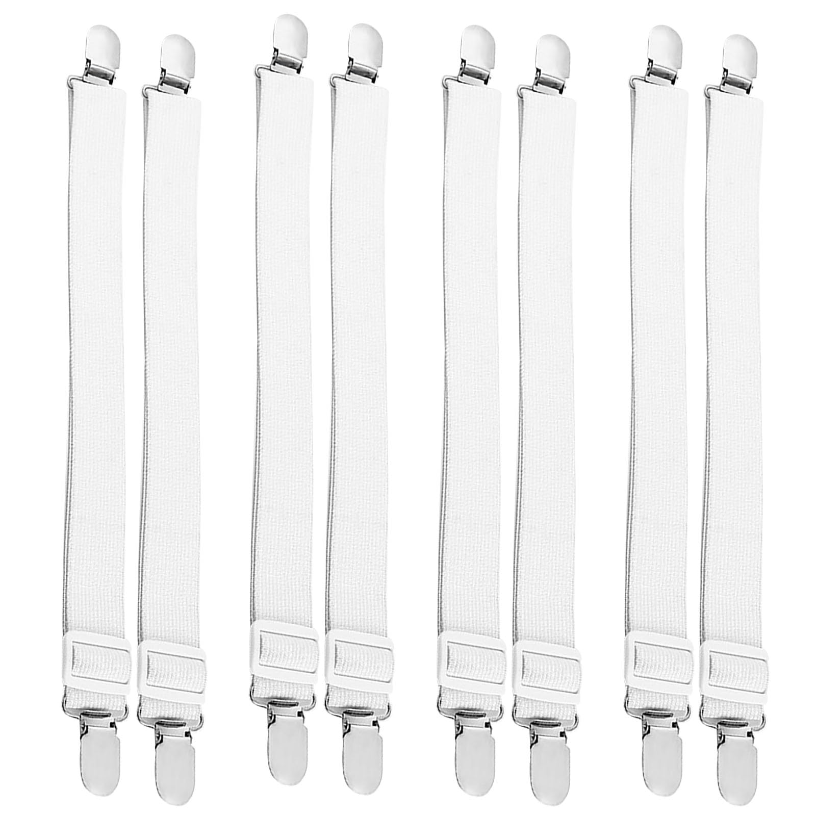 Feibety 8 Pcs Bed Sheet Clips,Adjustable Bed Sheet Straps Upgraded Elastic Sheet Fasteners for Bedding,Fitted Bed Sheet Grippers to Keep Your Sheets in Place,Strong Mattress Sheet Holders for Bedding