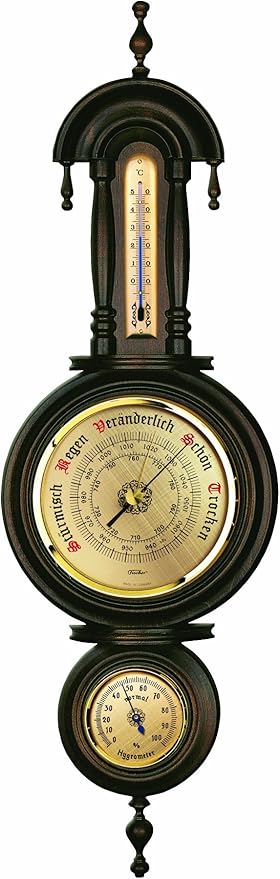 Fischer Traditionelle Wetterstation Barometer Thermometer Hygrometer Nussbaumfarben Amazon De Kuche Haushalt
