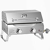 ONLYFIRE GRILLS Flat Top Gas Grill, 2 Burners Propane Gas Griddle with Foldable Legs, Portable BBQ Grill Griddle for Outdoor 