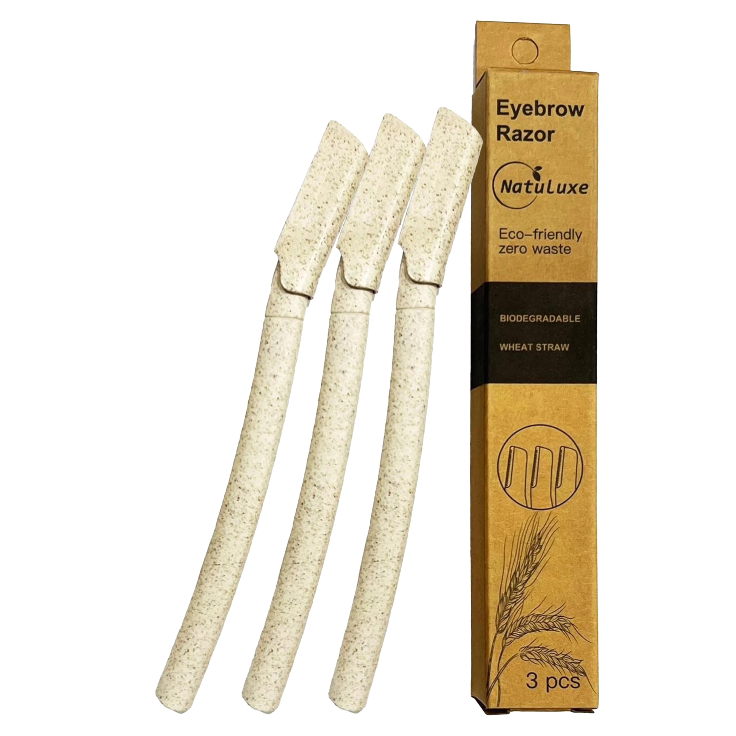 Natuluxe Dermaplaning Blades for Face 3Pcs Face Razors For Women And Men, WheatStraw Eyebrow Razor, Peach Fuzz Remover, Facial Razors for Women, Biodegradable Dermaplaning Tool