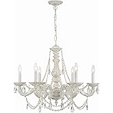 Crystorama Paris Market 6 Light Clear Italian Crystal Antique White Chandelier