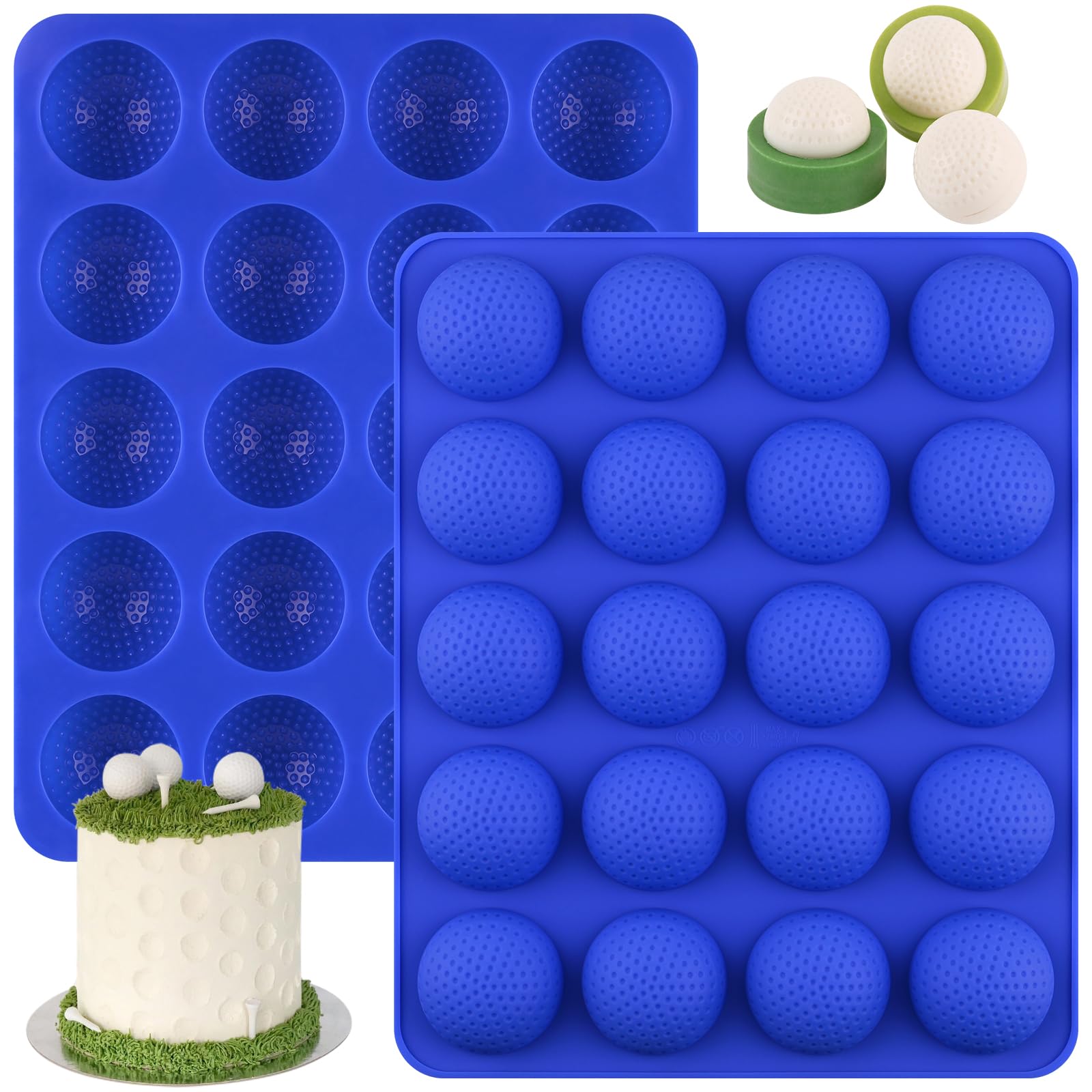 Photo 1 of **Only One** Wrbin 2 Pack Golf Ball Mold, Silicone Golf Ball Cake Pop Mold, 20-Cavity 3D Sphere Mold for Chocolate,Cake Pops, Ice Cubes, Bath bombs