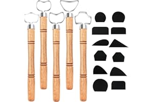 GeryVtee 5 PCS Pottery Mug Handle Tool with 12PCS Pottery Carving Tools Pottery Handle Maker Clay Extruder Tool Clay Handle E