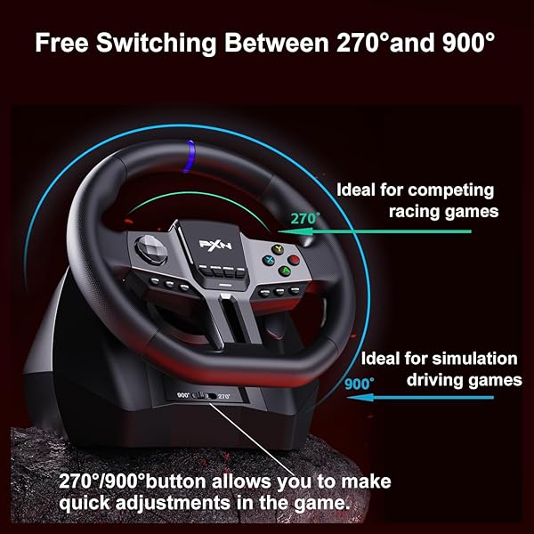 PXN – V9 GEN2 RACING WHEEL – 270&900° CAR SIM STEERING WHEEL, 3 PEDALS, H SHIFTER, APP SUPPORT, VIBRATION FEEDBACK – GAMING STEERING WHEEL FOR PC, PS4, XBOX ONE, XBOX SERIES X/S
