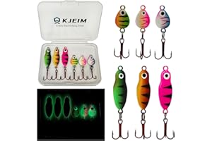 KJEIM Ice Fishing Jigs Luminous Ice Fishing Lures Glowing Jig Gear Winter Fishing Jigging for Crappie Pike Panfish Walleye Perch Bluegill 6pcs/20pcs