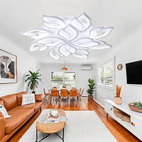 RUTAIDYE MODERN LED CEILING LIGHT FIXTURE FLUSH MOUNT CHANDELIER CEILING LAPM WITH 12-LEAF DIMMABLE REMOTE CONTROL CEILING LIGHTS FOR LIVING ROOM DINING ROOM BEDROOM