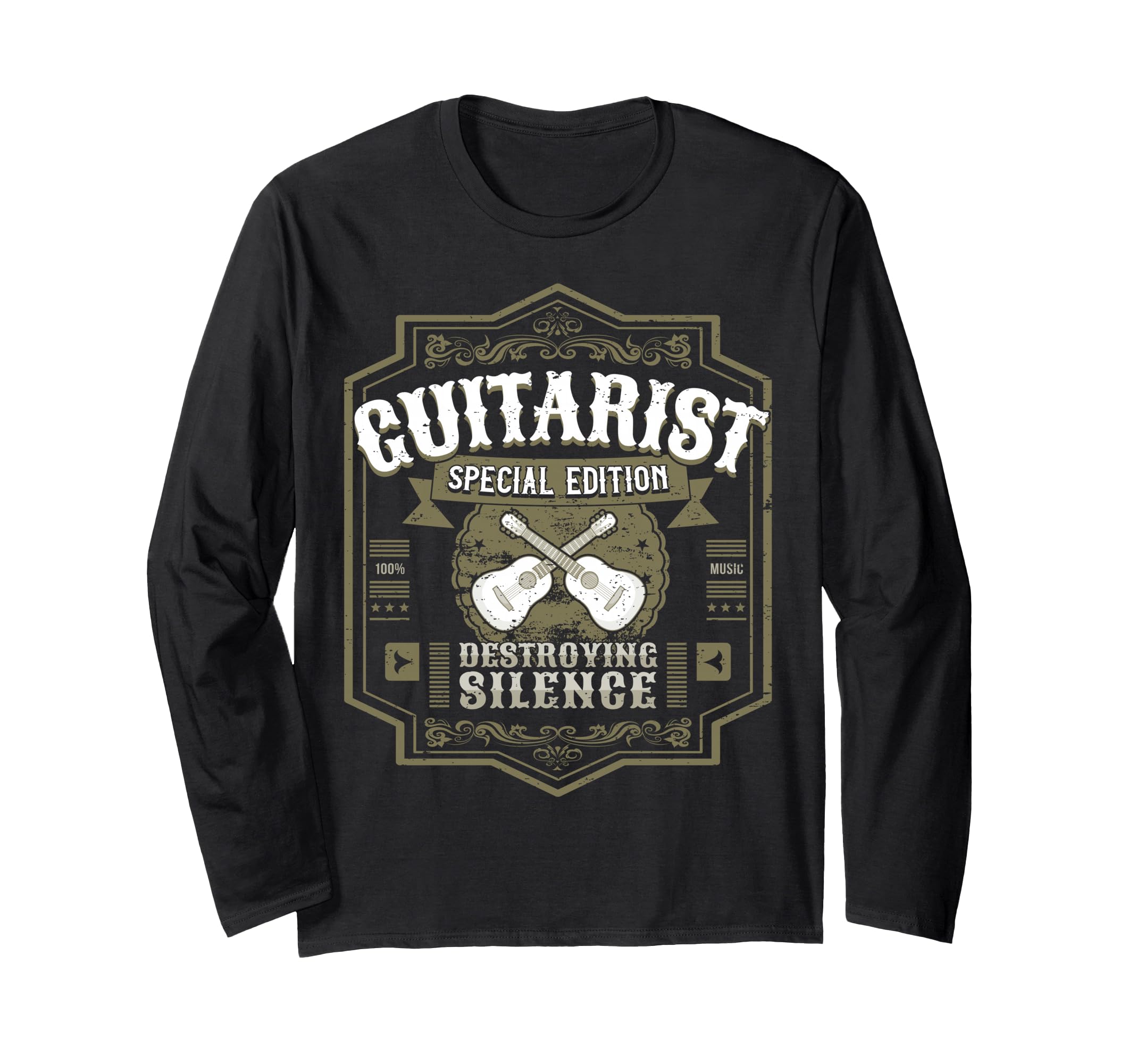Guitarist Guitar Player Design I Destroying Silence Vintage Long Sleeve T-Shirt